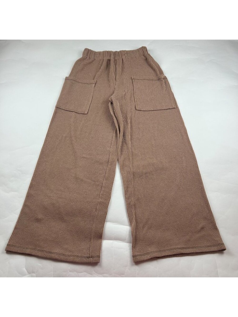 Bibi Cocoa Brown Ribbed Jersey Knit Wide Leg Lounge Pant S